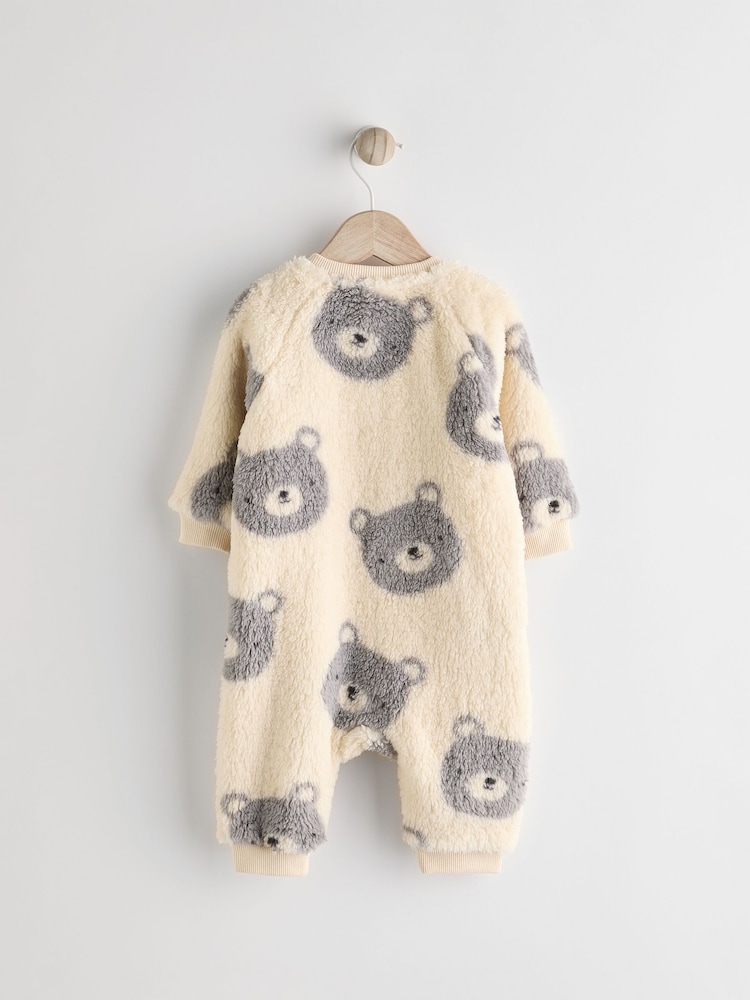 Grey Baby Fleece Zip Sleepsuit - Image 5 of 10