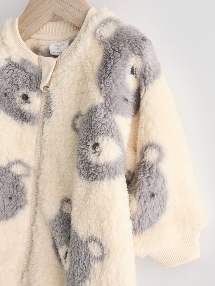 Grey Baby Fleece Zip Sleepsuit - Image 6 of 10