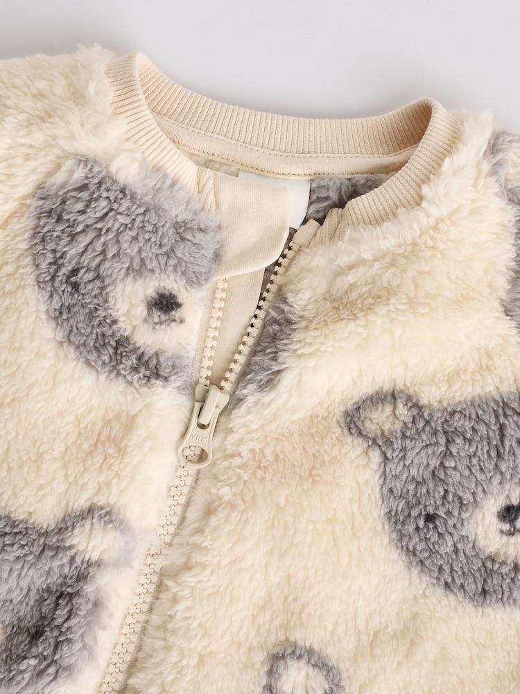 Grey Baby Fleece Zip Sleepsuit - Image 7 of 10