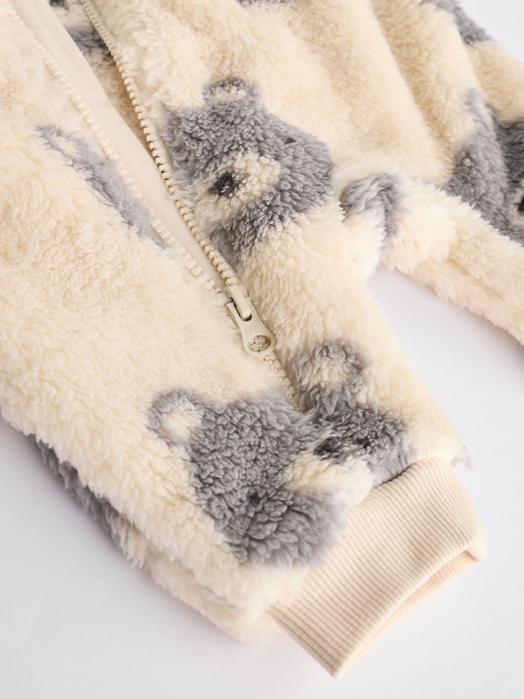 Grey Baby Fleece Zip Sleepsuit - Image 9 of 10