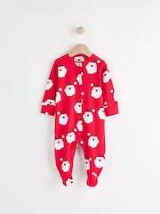 Red Baby Christmas Santa 100% Cotton Sleepsuit (0mths-2yrs) - Image 1 of 7