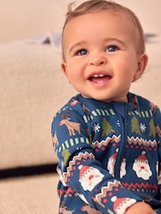 Navy Baby Printed Character Christmas 100% Cotton Sleepsuit (0mths-3yrs) - Image 3 of 9