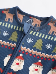 Navy Baby Printed Character Christmas 100% Cotton Sleepsuit (0mths-3yrs) - Image 6 of 9