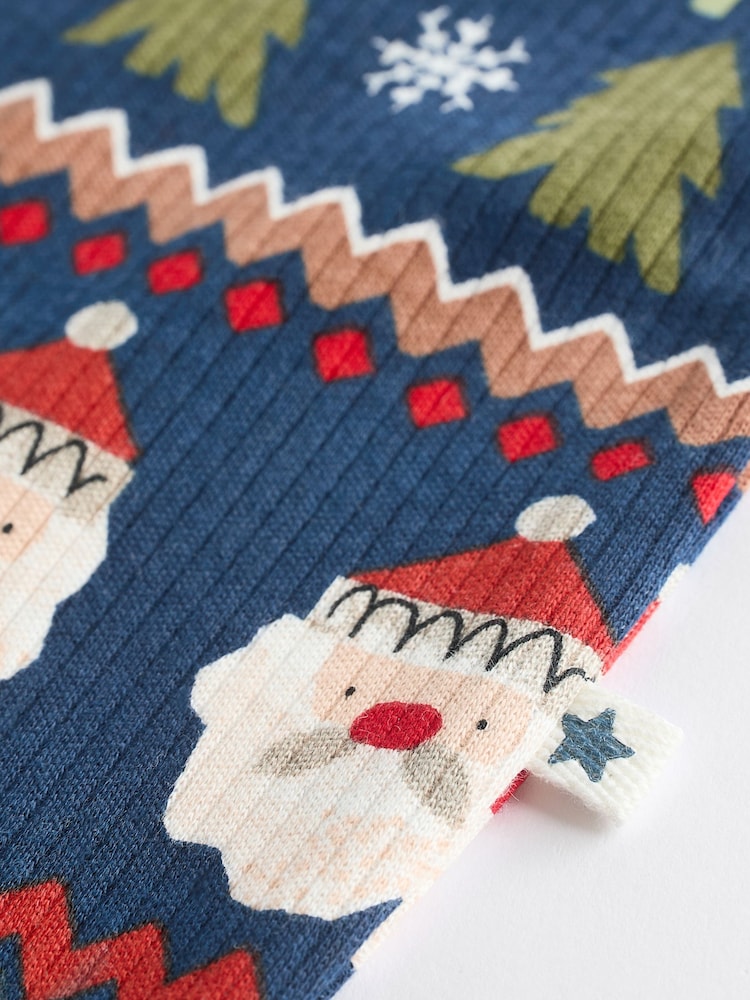 Navy Baby Printed Character Christmas 100% Cotton Sleepsuit (0mths-3yrs) - Image 9 of 9
