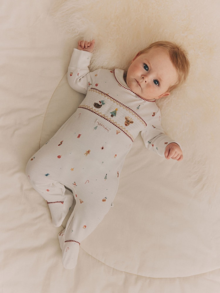 White Christmas Character Baby Sleepsuit (0-12mths) - Image 1 of 12