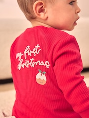 Red Baby My First Christmas 100% Cotton Sleepsuit (0mths-3yrs) - Image 1 of 8