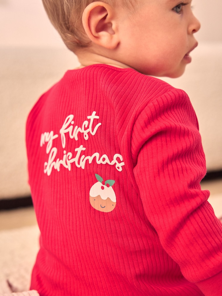 Red Baby My First Christmas 100% Cotton Sleepsuit (0mths-3yrs) - Image 1 of 8