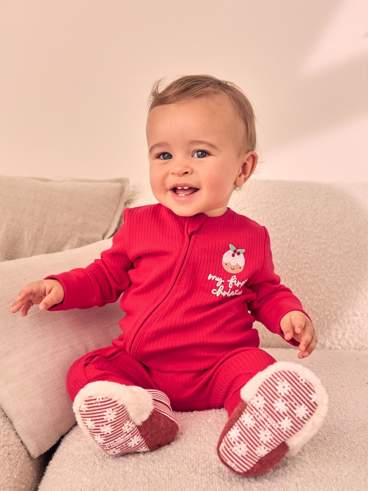 Red Baby My First Christmas 100% Cotton Sleepsuit (0mths-3yrs) - Image 2 of 8