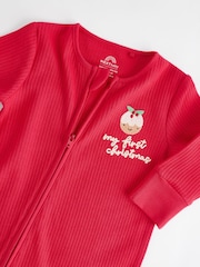 Red Baby My First Christmas 100% Cotton Sleepsuit (0mths-3yrs) - Image 6 of 8