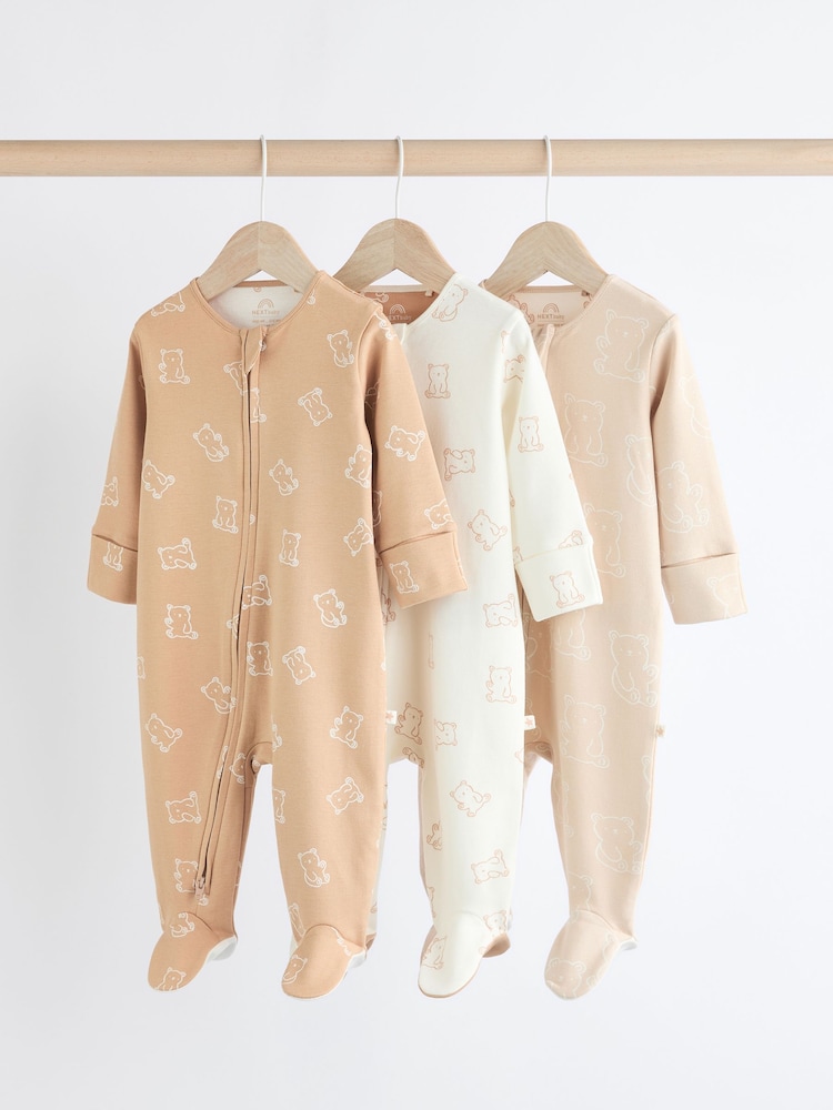 Neutrale Farbe - Baby Bear 100 % Baumwoll-Schlafanzüge im 3er-Pack (0-2 Jahre) - Bild 1 von 11