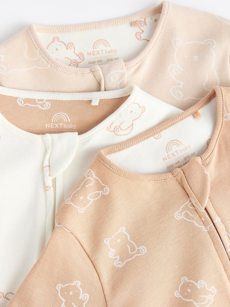 neutre - Bébé Bear 100% Cotton Sleepsuits 3 Lot (0-2yrs) - Image 10 of 11