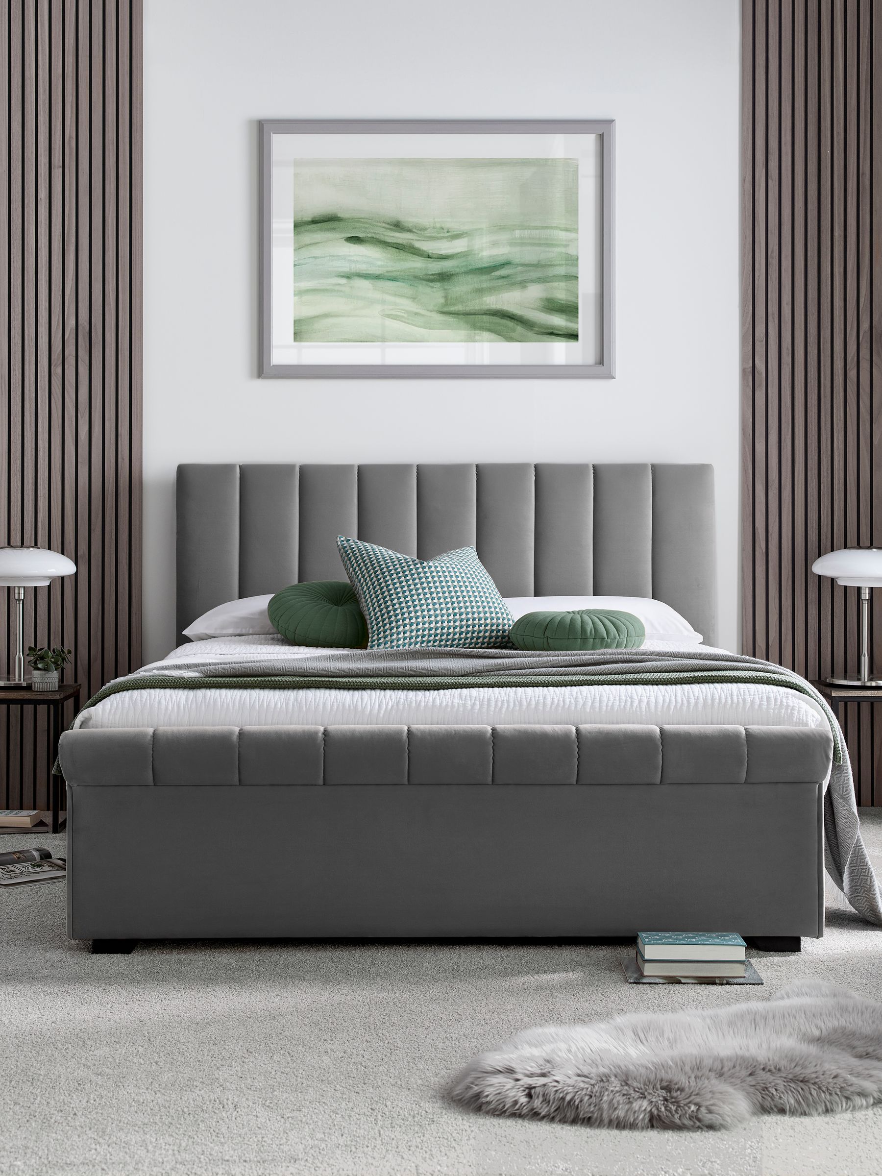 Time 4 Sleep Unisex Grey Ascot Upholstered Side Lift Ottoman Storage Bed - Image 1