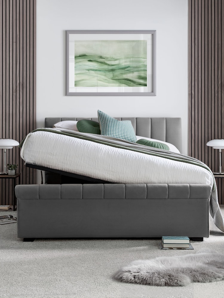 Time 4 Sleep Grey Ascot Upholstered Side Lift Ottoman Storage Bed - Image 2 of 4