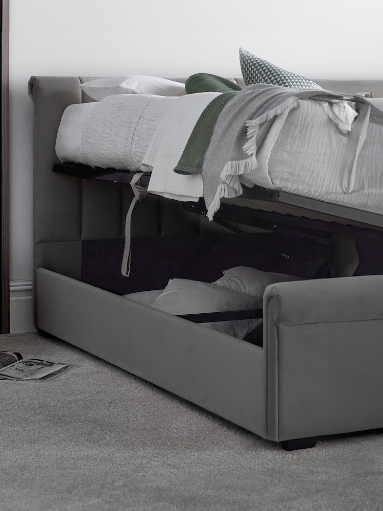Time 4 Sleep Grey Ascot Upholstered Side Lift Ottoman Storage Bed - Image 4 of 4