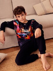 Alex's Wish Black Racing Car 100% Cotton Single Pyjamas (4-16yrs) - Image 1 of 5