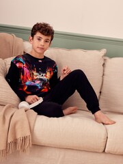 Alex's Wish Black Racing Car 100% Cotton Single Pyjamas (4-16yrs) - Image 3 of 5