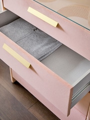 Soft Velvet Blush Pink Scarlett Upholstered Chest of Drawers - Image 3 of 10