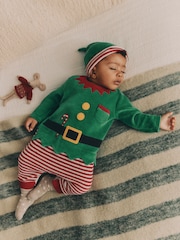 Zelena s škratom - dojenček božič pajac za spanje & klobuki in kape; pokrivala Set (0mths-2yrs) - Slika 1 iz 13