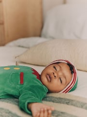 Zelena s škratom - dojenček božič pajac za spanje & klobuki in kape; pokrivala Set (0mths-2yrs) - Slika 6 iz 13