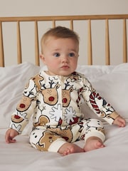 Ecru Baby Christmas Character 100% Cotton Sleepsuit (0mths-3yrs) - Image 1 of 11