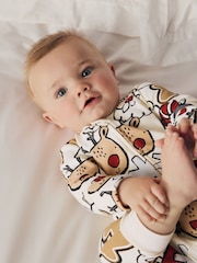 Ecru Baby Christmas Character 100% Cotton Sleepsuit (0mths-3yrs) - Image 4 of 11