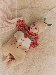 Rdeča z motivom pudinga - dojenček božič pajac za spanje & klobuki in kape; pokrivala Set (0mths-2yrs) - Slika 1 iz 13