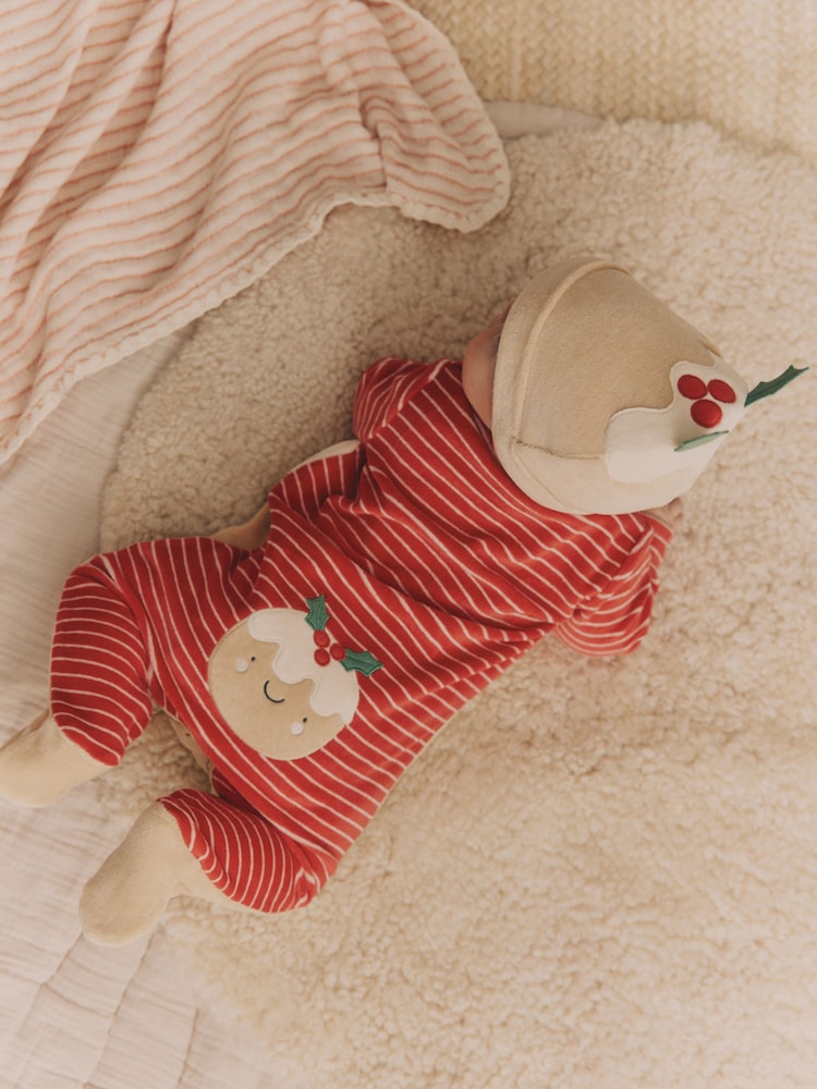 Rdeča z motivom pudinga - dojenček božič pajac za spanje & klobuki in kape; pokrivala Set (0mths-2yrs) - Slika 2 iz 13