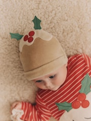 Rdeča z motivom pudinga - dojenček božič pajac za spanje & klobuki in kape; pokrivala Set (0mths-2yrs) - Slika 3 iz 13