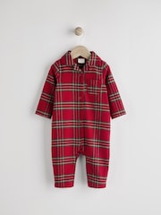 Red Check Baby Matching Family Christmas Flannel Check 100% Cotton Sleepsuit (0mths-3yrs) - Image 4 of 10