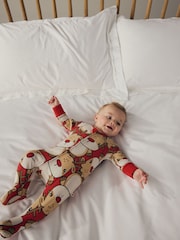 Red Baby Christmas Character Printed 100% Cotton Sleepsuit (0mths-2yrs) - Image 13 of 15
