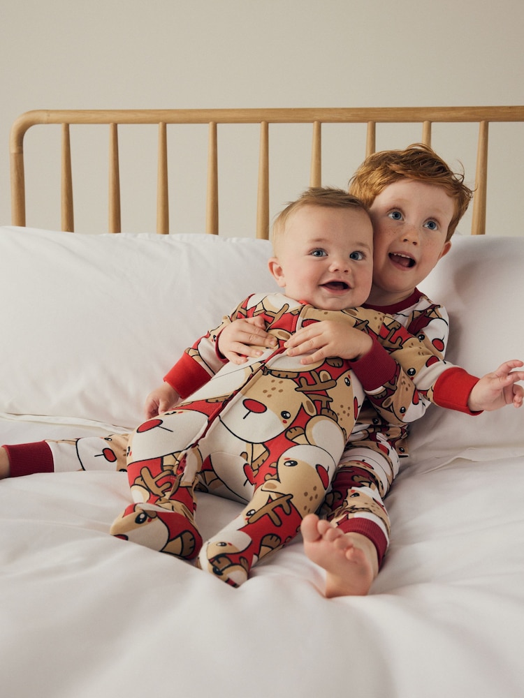 Red Baby Christmas Character Printed 100% Cotton Sleepsuit (0mths-2yrs) - Image 2 of 11