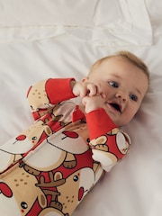 Red Baby Christmas Character Printed 100% Cotton Sleepsuit (0mths-2yrs) - Image 4 of 11