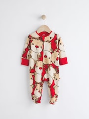 Red Baby Christmas Character Printed 100% Cotton Sleepsuit (0mths-2yrs) - Image 5 of 11