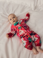 Red Baby Christmas Character 100% Cotton Sleepsuit (0mths-3yrs) - Image 1 of 11