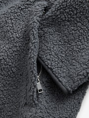 Slate Grey Funnel Neck Borg Fleece Lined Jacket - Image 8 of 9