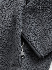 Slate Grey Funnel Neck Borg Fleece Lined Jacket - Image 9 of 9