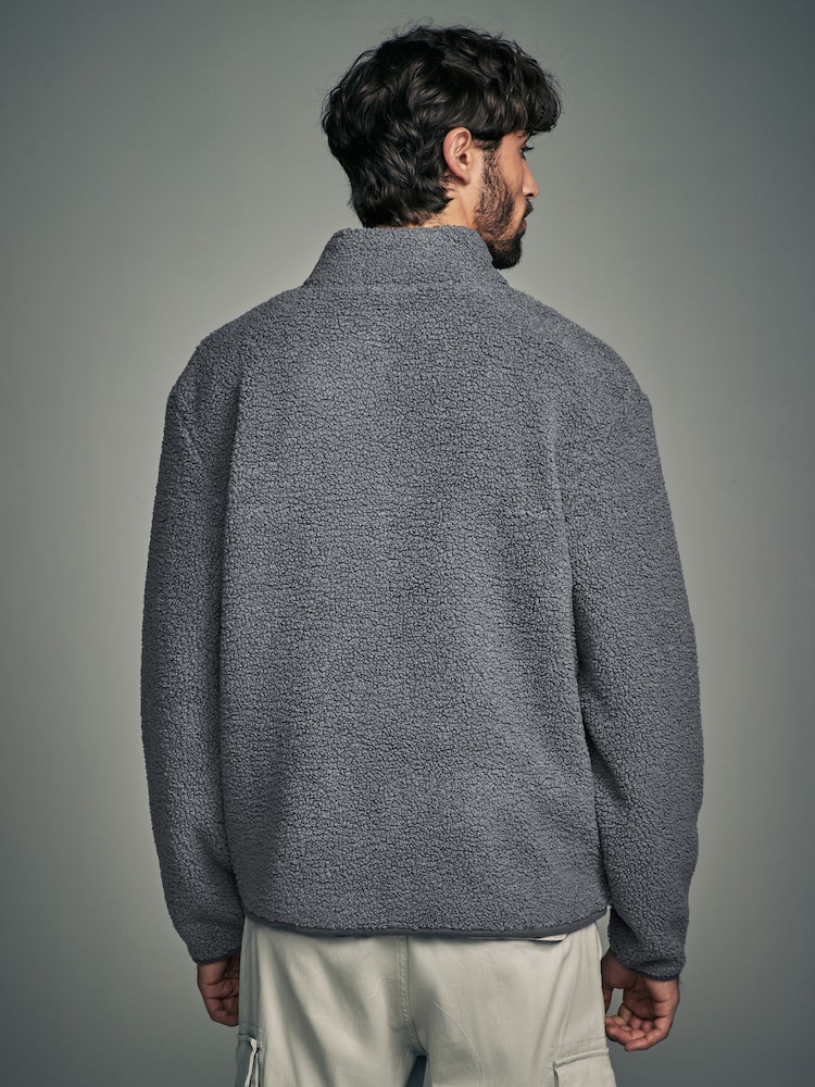 Slate Grey Funnel Neck Borg Fleece Lined Jacket - Image 2 of 9