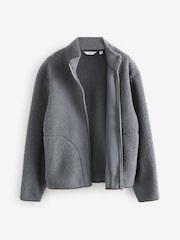 Slate Grey Funnel Neck Borg Fleece Lined Jacket - Image 4 of 9