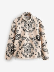 Ecru/Black Printed Quarter Zip Neck Fleece - Image 7 of 9