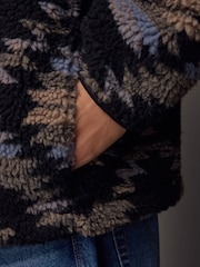 Black Printed Quarter Zip Neck Fleece - Image 5 of 9