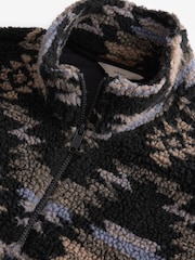 Black Printed Quarter Zip Neck Fleece - Image 8 of 9