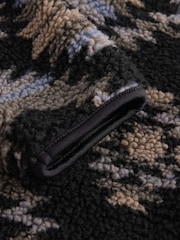 Black Printed Quarter Zip Neck Fleece - Image 9 of 9