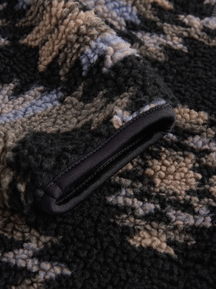 Black Printed Quarter Zip Neck Fleece - Image 9 of 9