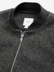 Grau - Bomberjacke aus Wollmischung mit Fleece - Bild 10 von 12