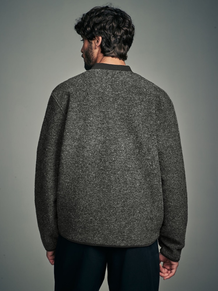 Grau - Bomberjacke aus Wollmischung mit Fleece - Bild 2 von 12