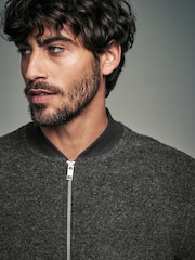 Grau - Bomberjacke aus Wollmischung mit Fleece - Bild 4 von 12