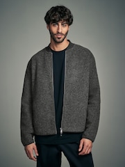 Grau - Bomberjacke aus Wollmischung mit Fleece - Bild 6 von 12