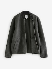 Grau - Bomberjacke aus Wollmischung mit Fleece - Bild 9 von 12