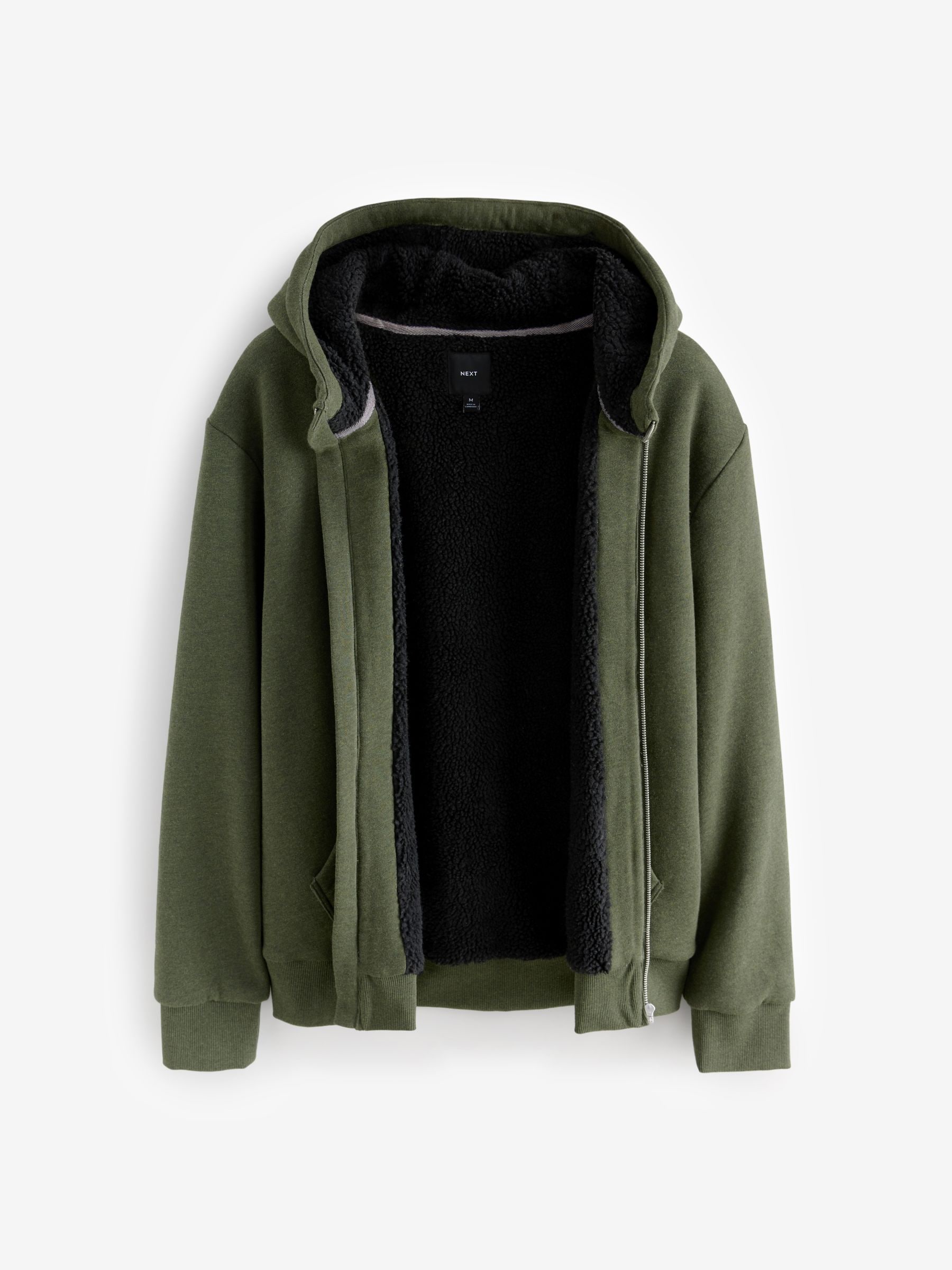 20-60代からのファッション通販  Fleece Borg Green Khaki Buy Lined Canada Next from Hoodie Up Zip スキー・スノーボードアクセサリー