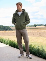 Khaki Green Borg Fleece Lined Zip Up Hoodie - Image 2 of 16